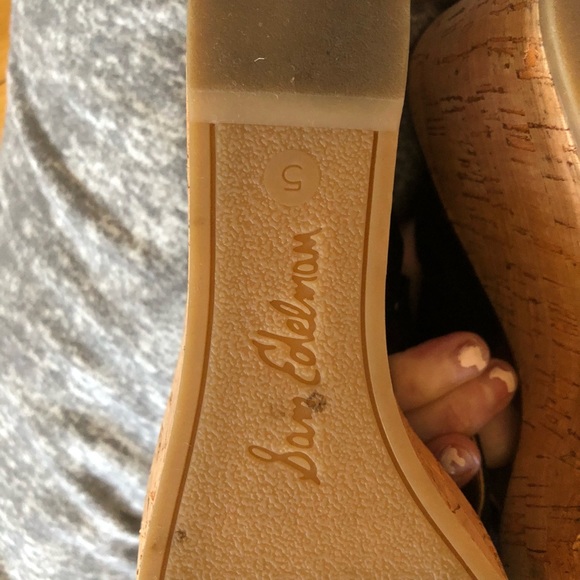 Sam Edelman Suede Cork Wedges - Size 5 Black - Picture 5 of 5